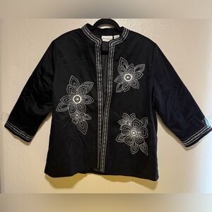 Alfred Dunner Embellished Open Front Short Sleeve Jacket